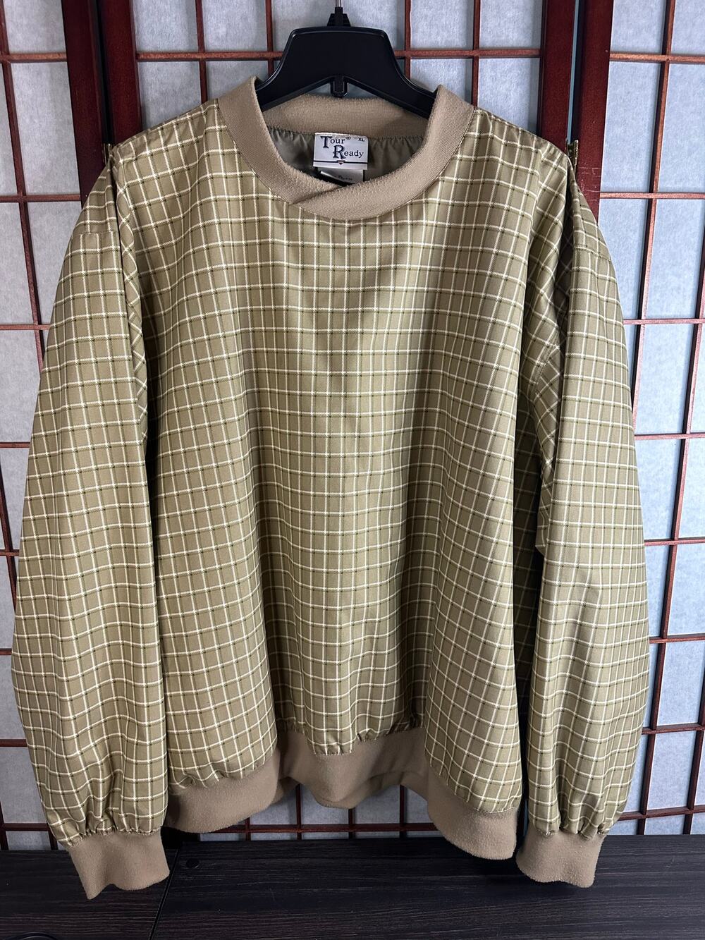 Golden Bear Tour Ready long sleeve lined golf windbreaker pullover plaid pattern